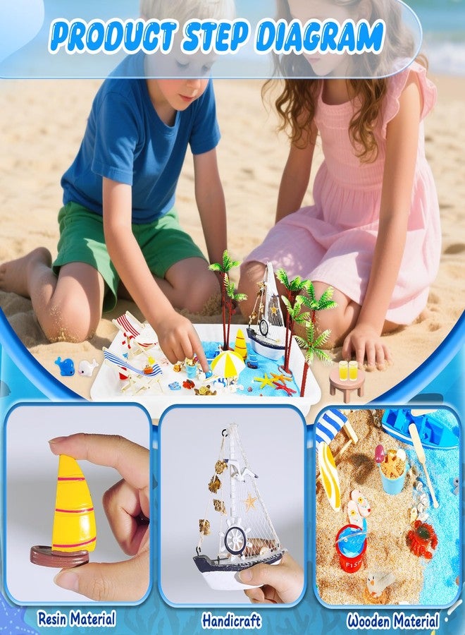 Pamonrueer 41 Pcs Miniature Summer Beach Accessories Ocean Diorama Supplies Sand Box Beach Theme Cake Decorations Sea Animal Figurines Shell Cake Topper Party Gifts Diorama Projects - Image 4
